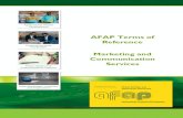 AFAP TOR MARKETING AND COMMUNICATION SERVICES 2020 … · AFAP has intensive monitoring and evaluation data available to be transformed into case studies, success stories, photo-essays