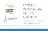COVID-19 Personal-Care Industry Guidelines · 08/06/2020  · Employee COVID-19 Training Workplace infection-control practices The proper use of personal protective equipment. Steps