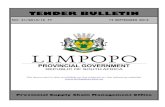 TENDER BULLETIN - limtreasury.gov.za · water reticulation system for kgapola stock water project in Polokwane municipality of Capricorn district Trading 241 ACDP 13/41/1 Provision