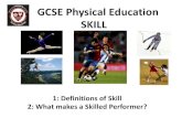GCSE Physical Education SKILL€¦ · GCSE Physical Education SKILL 1: Definitions of Skill 2: ... So far today, you have used lots of different skills. Name at least 6 SKILLS you