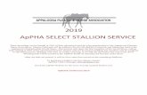 2019 ApPHA SELECT STALLION SERVICEappha.com/documents/ApPHASelectStallionService.pdf · Stallion List Change Log 9/25 – New Stallion List for 2018 World Show 11/1 – Added Tell