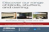 Discover our range of blinds, shutters, and awning....WE ALSO OFFER REPAIRS & SERVICES! ALL OUR A1 CANVAS MATERIALS ARE MADE HERE IN MELBOURNE. ... Roller Shutter certified by the