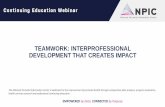TEAMWORK: INTERPROFESSIONAL DEVELOPMENT THAT …Hampshire, New York, Rhode Island, Vermont Nurses Associations are members of the Northeast Multistate Division of the American Nurses