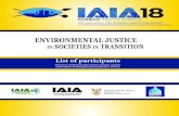 ENVIRONMENTAL JUSTICE SOCIETIES TRANSITION Participants List...Ebenezer Appah-Sampong Environmental Protection Agency, Ghana Ghana ebenezer.appah-sampong@epa.gov.gh Federica Appendino