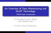 An Overview of Data Warehousing and OLAP Technologycs.uwaterloo.ca/~kmsalem/courses/cs743/F14/slides/JSM.pdf · OLAP Sewers Data Warehouse Extract Extem sources Operational dbs Data