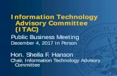 Information Technology Advisory Committee (ITAC) · 04/12/2017  · Administrative Matters. I. Open Meeting • Call to Order, Roll Call • Approve October 27 Minutes. DRAFT Minutes