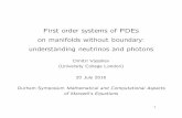 First order systems of PDEs on manifolds without boundary ...ucahdva/talks/2016/durham/... · Third object of study: the eta function The eta function of our operator Lis de ned as