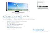 World's first PowerSensor display saves energy · 2012-05-04 · Philips Brilliance LCD monitor with PowerSensor 22'' (55.9 cm) B-line WSXGA+ 225B2CS World's first PowerSensor display