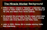 The Miracle Worker Background - hudson.k12.oh.us...The Miracle Worker Background William Gibson created a “teleplay” a television play based on Helen Keller‟s autobiography The