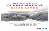 Keep Loved Ones Safe CLEAN HANDS SAVE LIVES · Handwashing Poster Author: Health Quality Innovators Subject: Handwashing Poster Keywords: hand, clean, germs Created Date: 6/6/2018