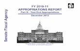 FY 2010-11 APPROPRIATIONS REPORT Senate …...FY 2010-11 APPROPRIATIONS REPORT Part III - Year-End Appropriations December 2012 Senate Fiscal Agency Ellen Jeffries, Director - Lansing,