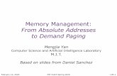 Memory Managementcsg.csail.mit.edu/6.823/Lectures/L04split.pdf · Recap: Cache Organization •Caches are small and fast memories that transparently retain recently accessed data