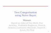 Text Categorization using Naïve Bayesmausam/courses/col772/spring... · Learning NLP parser tag training translation language... learning training algorithm shrinkage network...