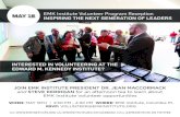 MAY 18 EMK Institute Volunteer Program Reception INSPIRING ...files.ctctcdn.com/d50f97fa001/4c743dd4-6d6c-49e9... · JOIN EMK INSTITUTE PRESIDENT DR. JEAN MACCORMACK and STEVE KERRIGAN