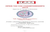OPEN TAI CHI CHAMPIONSHIPS 2019 · Tai Chi Association of Australia OPEN TAI CHI CHAMPIONSHIPS - 1st June 2019 (SATURDAY) Sports & Aquatic Centre, Sydney University, NSW REGULATIONS