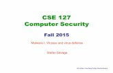 CSE 127 Computer Security - Home | Computer Science · Boot sector Viruses!Virusbreaksthe’chain!Insertsviruscode!Reconnectschain’afterwards MBR boot virus boot. November’7,’2015
