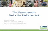 The Massachusetts Toxics Use Reduction Act · TURA Progress 2000-2013. Progress. First decade . 1990-2000. Use: 40% . Byproduct: 58%. Releases: 90%. Shipped in Product: 47%. Is TURA