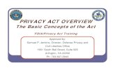 PRIVACY ACT OVERVIEW Room/… · 3. History of the Privacy Act Intent • The Privacy Act of 1974, Public Law 93-579, was created in response to concerns about how the use of computerized