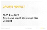 H117 RENAULT PRESENTATION · INVESTOR RELATIONS –2020 PRESENTATION PROPERTY OF GROUPE RENAULT 1 GROUPE RENAULT 24-25 June 2020 Automotive Credit Conference 2020 Unicredit. INVESTOR