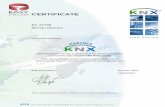 CERTIFICATE · "KNX Partner" logo in compliance with the terms agreed upon. Please verify authenticity of this certificate via consulting the KNX Web pages. KNX Association Brussels,