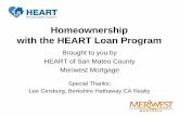 Homeownership with the HEART Loan Program · 2019-08-28 · What is the First Time Homebuyer Program? Loan Details ‒Maximum purchase price: $908,156 ‒5% down payment (up to $45,407),