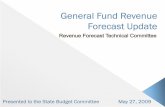 GENERAL FUND AND PROPERTY TAX REPLACEMENT FUND … · 27/05/2009  · Revenue. Forecast. Statistical Equations (Captures the relationships between. economic activity and tax revenues)