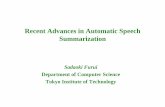 Recent Advances in Automatic Speech Summarization · • Speech summarizationwhich extracts important information ... z Informative summarization Extracts vs. abstracts z Extract: