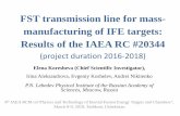 FST transmission line for mass- manufacturing of IFE targets: … Documents/IFE/20… · IAEA RC #20344: FST transmission line for mass-manufacturing of IFE targets (2016-2018). MOTIVATION
