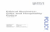 Ethical Business: Gifts and Hospitality Policy · Philanthropic gifts from individuals, trusts and foundations and corporate donors play a vital role in university life and such support