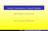 Analytic Combinatorics in Several Variablespemantle/AofA.pdf · Analytic Combinatorics in Several Variables Robin Pemantle and Mark Wilson A of A conference, 30 May, 2013 Pemantle