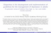 Disparities in the development and implementation of ...66% of CPGs informed by systematic review of intervention e cacy only 26% evaluated enablers and barriers to CPG implementation