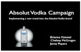 Absolut Vodka Campaign - WordPress.com · 2011-05-11 · Absolut Vodka Campaign Implementing a new trend into the Absolut Vodka brand Brianne Kimmel Chelsey McGrogan Jenny Pepera