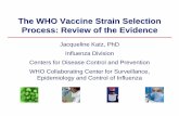 The WHO Vaccine Strain Selection Process: Review of the Evidence · The WHO Vaccine Strain Selection Process: Review of the Evidence Jacqueline Katz, PhD Influenza Division Centers