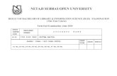 NETAJI SUBHAS OPEN UNIVERSITY€¦ · NETAJI SUBHAS OPEN UNIVERSITY Term End Examination : RESULT OF BACHELOR OF LIBRARY & INFORMATION SCIENCE (BLIS) EXAMINATION June 2018 ( One Year
