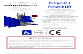 Patriot-AT1 Portable Lift · patriot-at1 components 1. patriot-at1 lift 2. linak battery charger 3. 24v linak battery 4. vito handset remote 5. seat belt 6. pvc insert 7. 4 1/2”