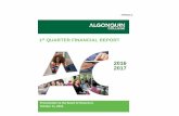 1st QUARTER FINANCIAL REPORT - Algonquin College · 1st QUARTER FINANCIAL REPORT ... the end of fiscal year 2015-16, as well as Responsibility Centered Management carry forward budgets.