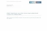 EA Opinion on the macroprudential rules in RR/ RD · 2019-10-17 · REVIEW OF THE MACROPRUDENTIAL RULES IN CRR/CRD EBA/Op/2014/06 30 JUNE 2014 EA Opinion on the macroprudential rules