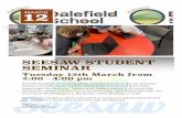 SEESAW STUDENT SEMINAR Events.pdf · SEMINAR Tuesday 12th March from 2:00 - 4:00 pm A ﬁrst for Daleﬁeld, our students will be running a seminar on the use of Seesaw. Seesaw is