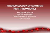 PHARMACOLOGY OF COMMON ANTITHROMBOTICS OF COMMON... · PHARMACOLOGY OF COMMON ANTITHROMBOTICS KAMALES ARUMUGAM PRINCIPAL PHARMACIST ANTICOAGULATION WORKSHOP 19TH SEP 2014. INTRODUCTION