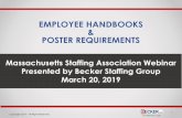 Employee Handbooks & Poster Requirements · 20-03-2019  · Group, Business Services Group and Corporate Department, where she focuses on employment matters, mergers, acquisitions