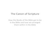 The Canon of Scripture - Bishop Montgomery High …...2012/12/18  · The Canon of Scripture How the Books of the Bible got to be in the Bible and how we arranged them within in the