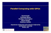 Parallel Computing with GPUs · April 7 - Parallel hardware and software - control and data flow, shared memory vs. message passing, thread-level vs. data-level parallelism, pthreads