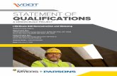 STATEMENT OF QUALIFICATIONS€¦ · STATEMENT OF QUALIFICATIONS A DESIGN-BUILD PROJECT + I-95/Route 630 Reconstruction and Widening Stafford County, Virginia State Project Nos.: I-95/Route