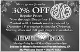 Monogram Jewelry 30% OFFbloximages.chicago2.vip.townnews.com/fredericksburg.com/content… · Monogram Jewelry 30% OFF Regular Prices Now through December 15 Pendant with 3 Initials