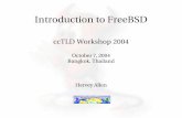 October 7, 2004 Bangkok, Thailand Hervey AllenDiscuss FreeBSD services and how to know what's running. /etc/crontab and crontab format. The FreeBSD kernel and how to recompile it.