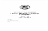 TOWN OF CLAREMONT LAKE CLAREMONT ADVISORY … · 2019-09-17 · LAKE CLAREMONT ADVISORY COMMITTEE MINUTES 5 APRIL, 2018 Page 3 including BBQ, picnic tables and benches north of the