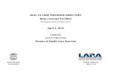 LARA-BHCS Provider Directory 2013...2013/04/05  · Comprehensive Outpatient Rehab Facilities (14), Portable X-Ray Providers (9), and Outpatient Physical Therapy Providers (196). 3
