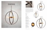 shown with vintage lamps SWING · about Swing. Five-light hoop fixture with natural brass accents and steel cables lends itself to a crafted, warehouse form. The six-light linear
