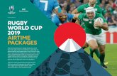 RUGBY WORLD CUP 2019 AIRTIME PACKAGES...After the heartbreak of Rugby World Cup 2015 the Irish rugby team are heading to Japan full of determination and expectation. Joe Schmidt’s