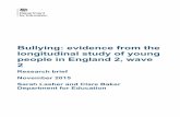 Bullying: evidence from the longitudinal study of young ... · bullying less frequently than once a month, and a further 5% say that this varies. Bullying in schools . Bullying remains